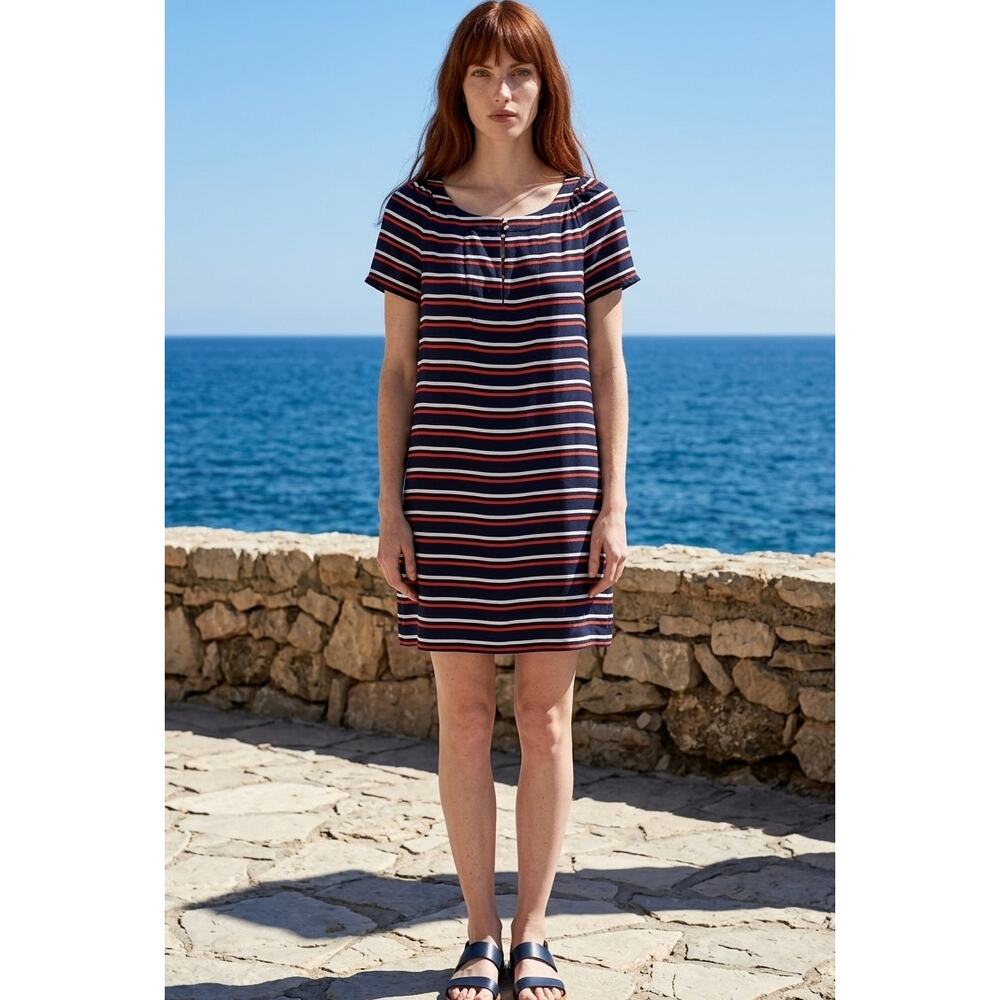 JCrew Silk Shift Dress Womens 6 Coastal Grandma Old Money Preppy Nautical